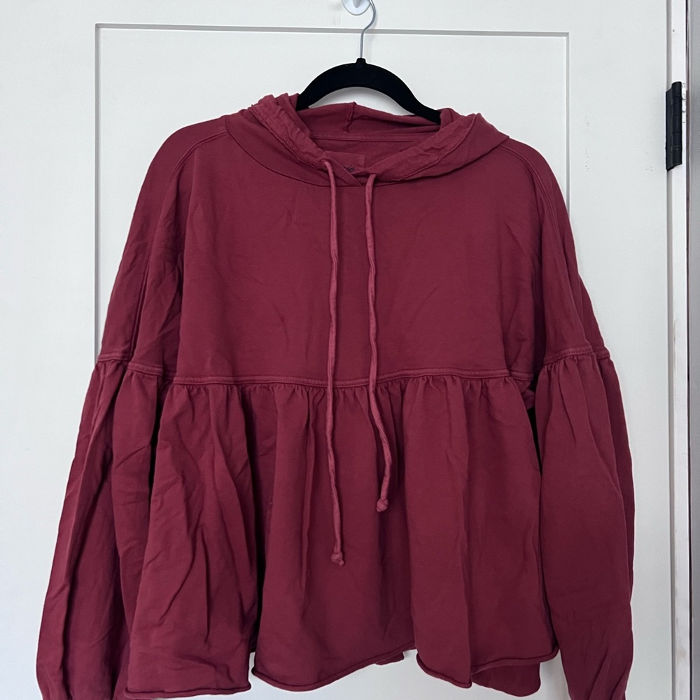 Aerie Maroon Peplum Hoodie